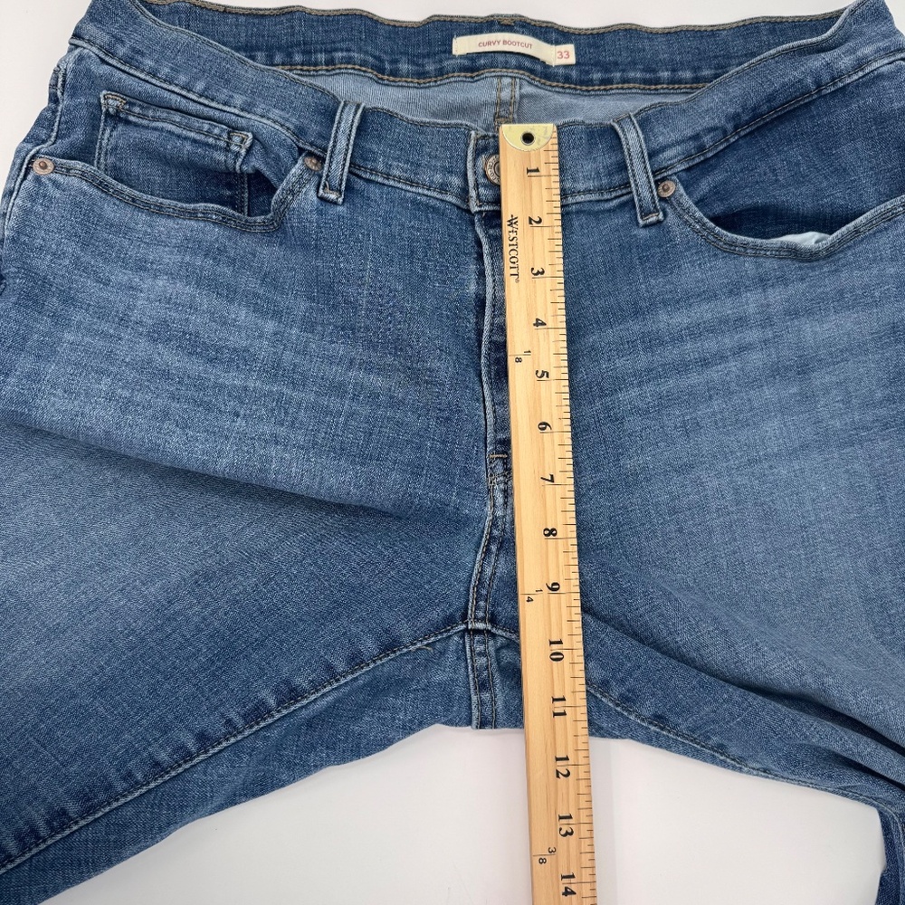 Levis Jeans Women 33 Blue Curvy Bootcut Denim Stretch Mid Rise Medium Wash - Picture 11 of 14